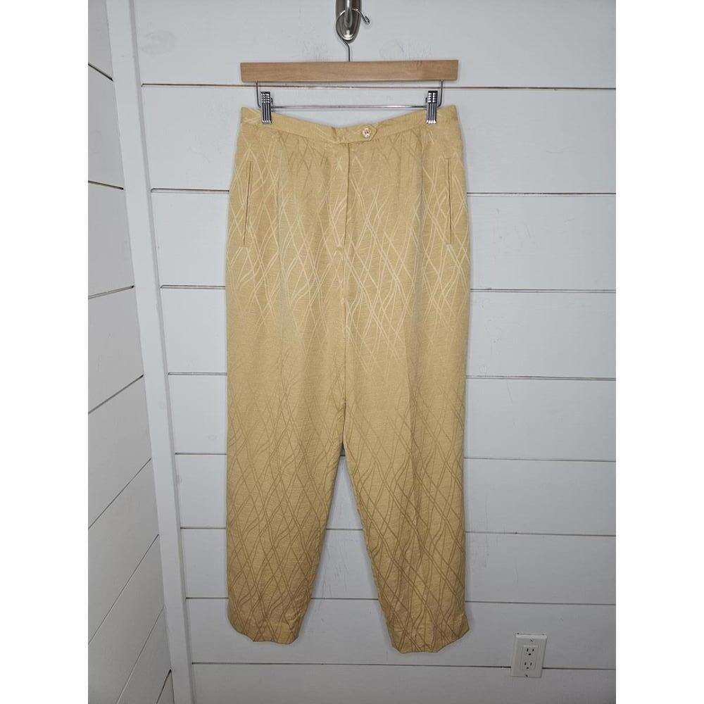 Vntg Travis Ayers Size 8/10 Golden Yellow pleated & tapered silk & linen pants